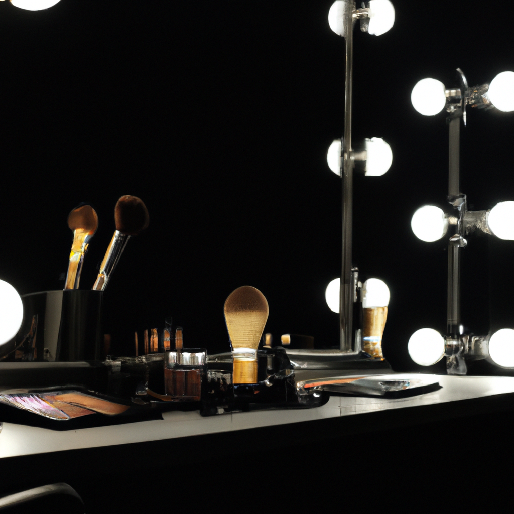 メイクコーナー。清潔なミラーとソフトな照明